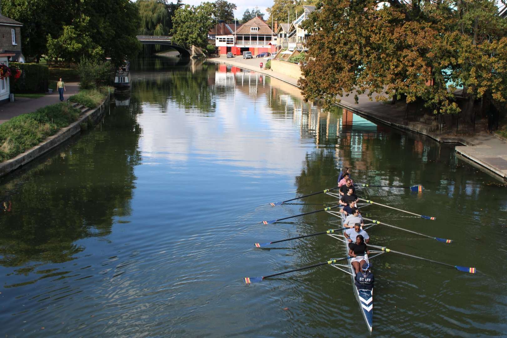 Cohort 11 founders rowing an eight along the River Cam